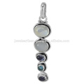 Rainbow Moonstone And Multi Gemstone 925 Sterling Silver Pendant